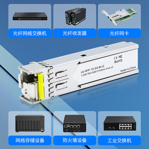 联果千兆电光电转换光纤模块1.25GSFP光模块3KM公里LC SC单模单纤 - 图2