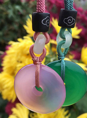 天然玛瑙平安扣吊坠时尚项链百搭