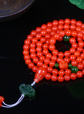 梅林达南红圆珠链男女108设计款