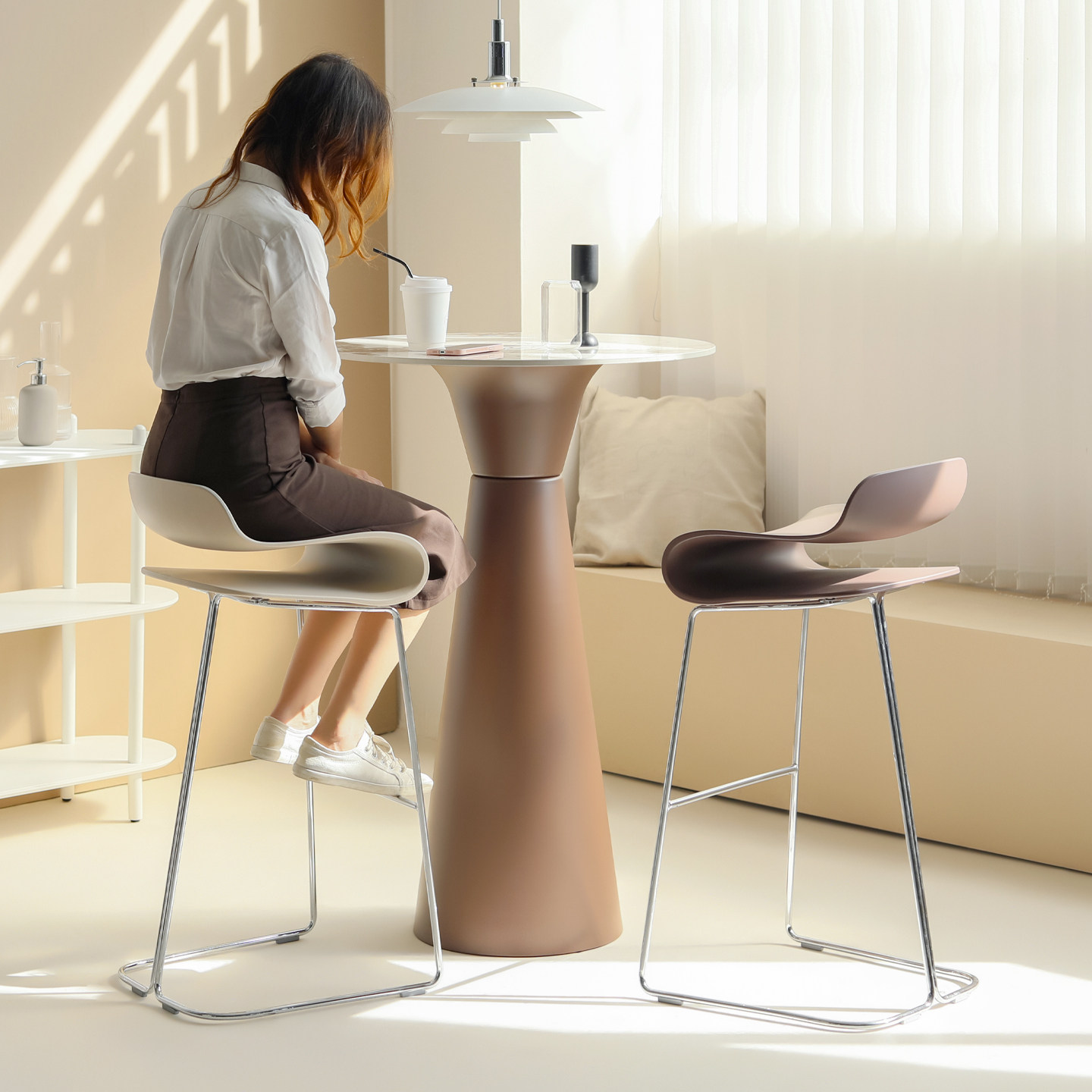 北欧简约小户型阳台吧台桌家用现代吧台咖啡高脚桌酒吧圆形高桌子,淘宝优惠券,粉丝福利购,淘宝优惠卷