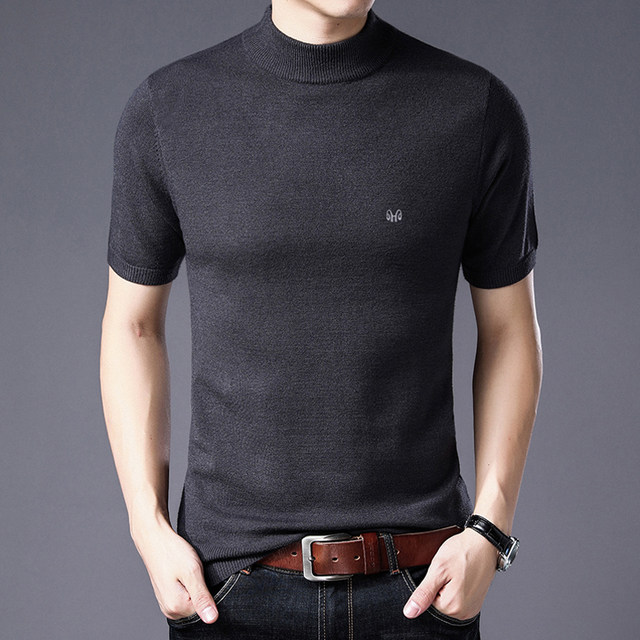 Hengyuanxiang half turtleneck thickened warm short-sleeved shirt