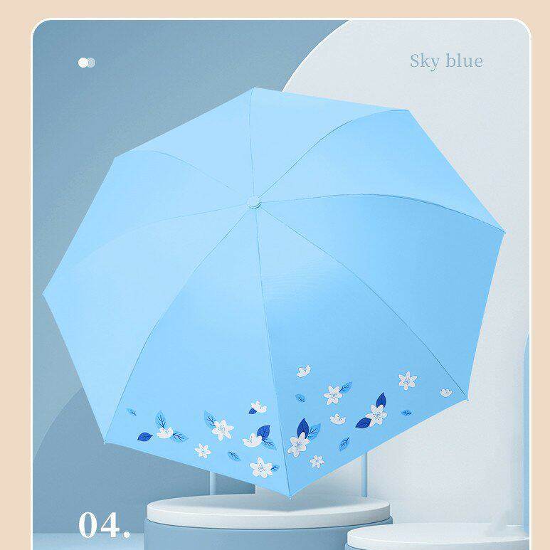 天堂伞银胶防晒防紫外线遮阳伞三折小清新雨伞晴雨两用伞颜色随机