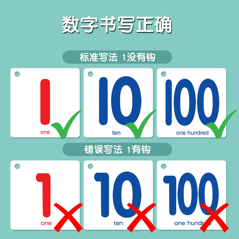 数字卡片1到100儿童早教认知启蒙幼儿园识字认字儿童玩具 - 图0