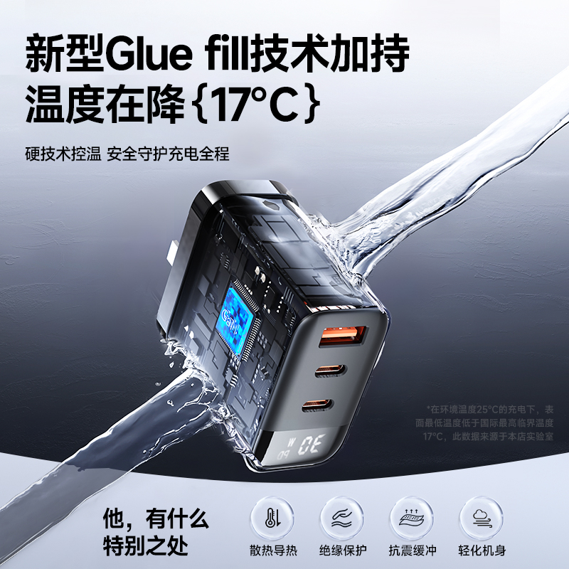 能适30w充电器头三口数显快充线20w双口多功能双typec适用华为苹果pd手机插头通用闪充9V5v3a多口多孔安卓usb - 图2