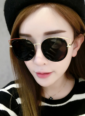 清仓捡漏墨镜女潮明星款优雅眼镜圆形太阳镜女士圆脸韩版个性眼睛