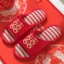 Dép nữ mùa hè 2019 mới màu đỏ hoang dã hi word home wedding wedding wedding wedding sandal - Dép