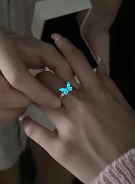 森系浪漫蝶光戒指S925银ins风