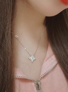 光芒项链轻奢小众S925纯银四角星锁骨链情人节送女友闺蜜生日礼物