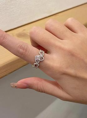 925银恋爱心跳戒指轻奢小众闺蜜