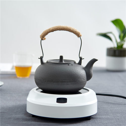 家用陶瓷提梁烧水壶粗陶黑釉煮茶壶大容量功夫茶具茶壶电陶炉茶炉 - 图2