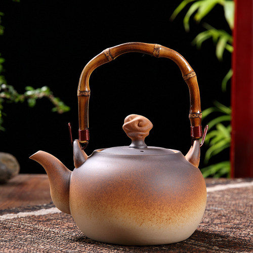 家用泡茶陶瓷电陶炉明火烧水壶陶壶提梁茶壶煮茶器大容量大号复古 - 图0