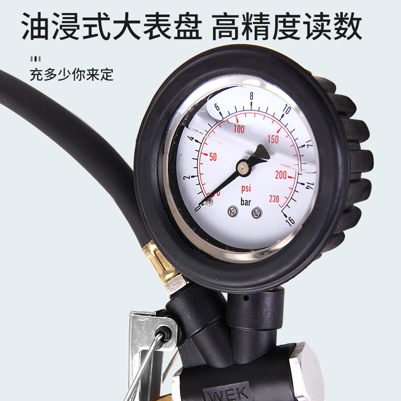 胎压表气压表高精度带充气头汽车轮胎测压监测器数显打气枪加气表