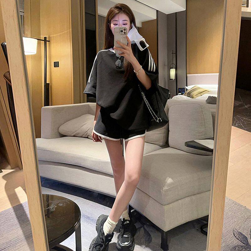 慵懒风休闲运动套装女夏季学生小个子宽松薄款短袖短裤跑步两件套,淘宝优惠券,粉丝福利购,淘宝优惠卷