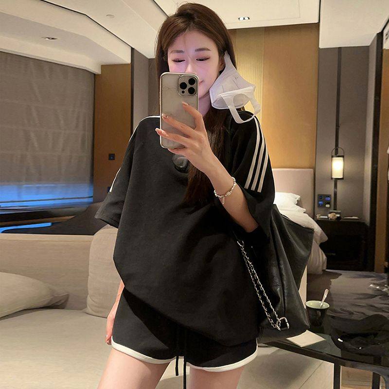 慵懒风休闲运动套装女夏季学生小个子宽松薄款短袖短裤跑步两件套,淘宝优惠券,粉丝福利购,淘宝优惠卷