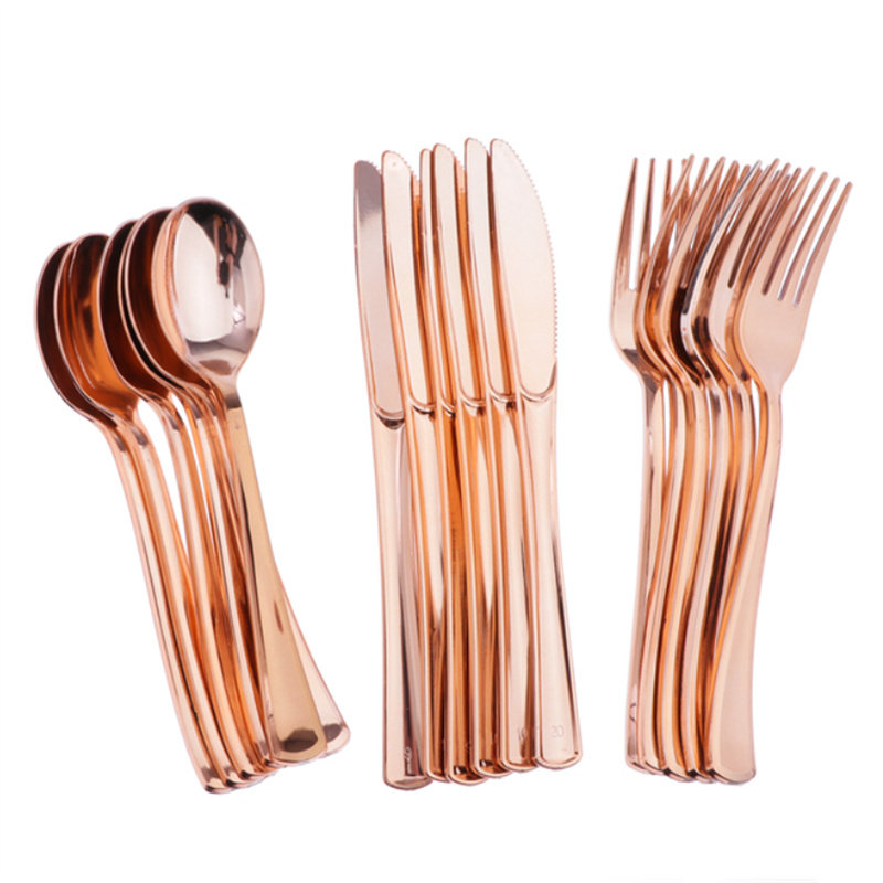 一次性玫瑰金食品级塑料刀叉勺甜品蛋糕叉子生日派对节日装饰用品,淘宝优惠券,粉丝福利购,淘宝优惠卷