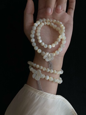 皎月/原创月光双层天然白蝶贝手串