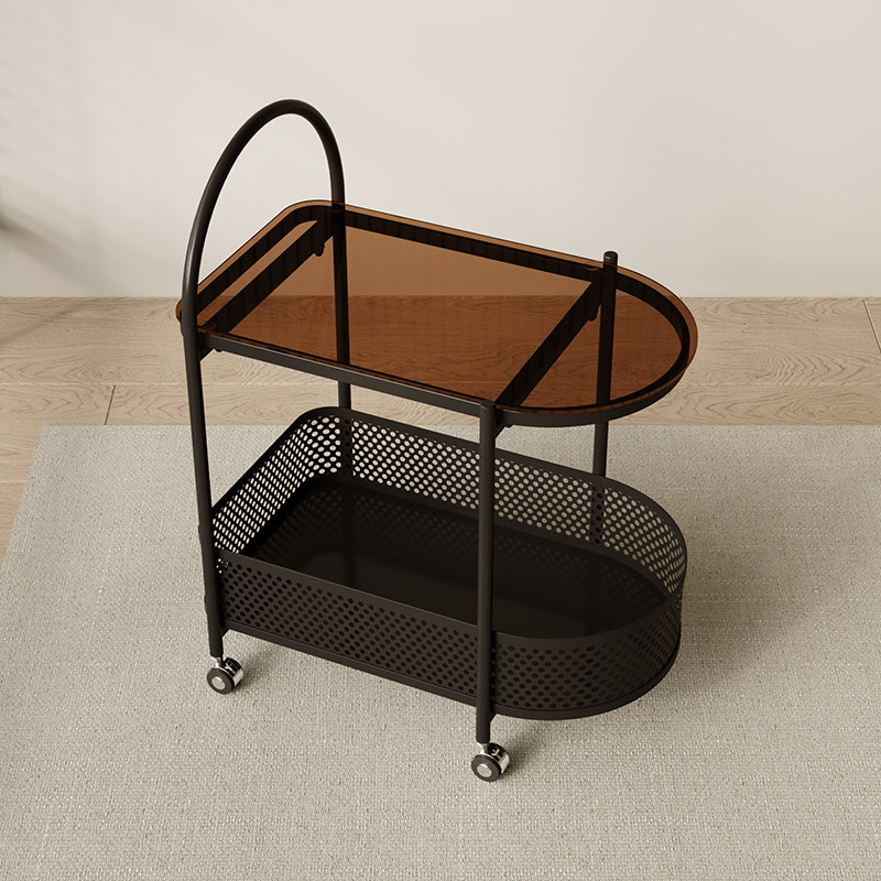 奶油风铁艺床头置物架边几红床边柜 欧调水云间床头柜