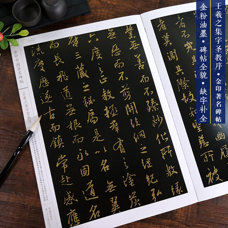 王羲之集字圣教序 金印中国碑帖 孙宝文编 名家作品精选 王羲之行书毛笔书法软笔字帖 简体旁注原碑原帖 成人学生书法入门临摹