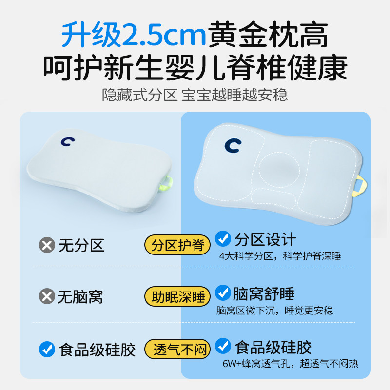 婴儿枕头宝宝专用枕6个月以上儿童云片枕新生儿的0到1一2-3岁硅胶,淘宝优惠券,粉丝福利购,淘宝优惠卷