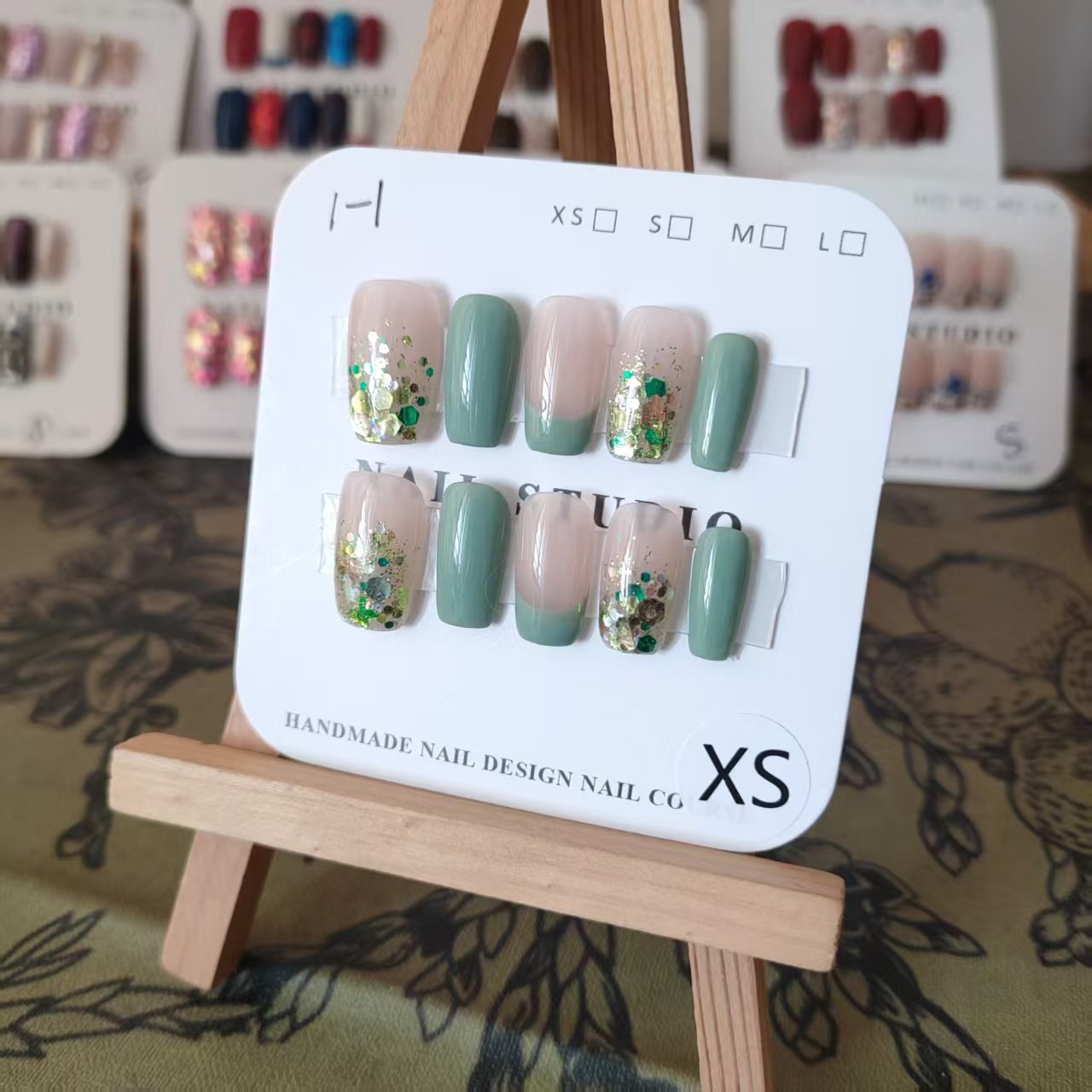 中方XS码1-1纯手工穿戴甲孤品现货一物一拍两副包邮不含佩戴工具,淘宝优惠券,粉丝福利购,淘宝优惠卷