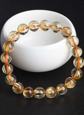 天然金发晶手链 银发晶手串 绿发晶 DIY发晶钛晶手链