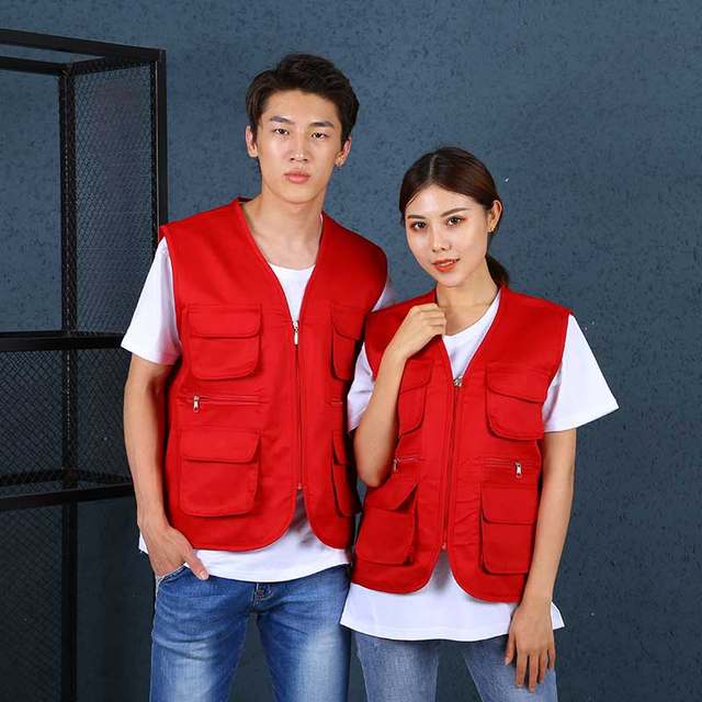 Customized printed logo on advertising vest, volunteer vest, promotional vest, customized supermarket work clothes, travel journalist