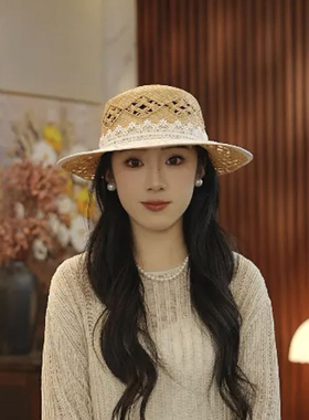 法式镂空草编帽子女夏季海边度假