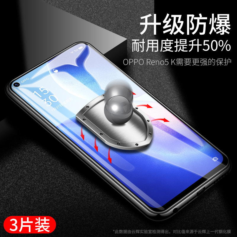 适用opporeno5k钢化膜opporeno5k5g手机膜reno5k全屏oppo原装opporone新款ooporeno防指纹0pp0reon屏幕5k贴膜 - 图1