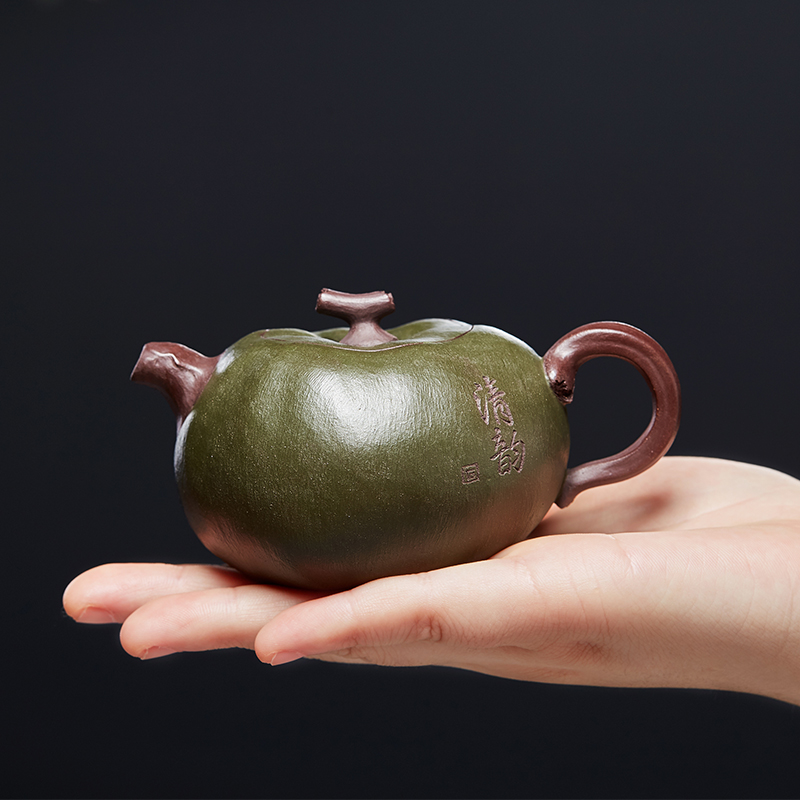 宜兴原矿紫砂壶茶壶名家手工原矿绿泥放生番茄泡茶壶单壶家用茶具 - 图3