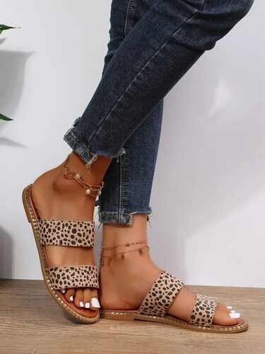 Foreigntrade flat bottomed leopard print casual slippers拖鞋-图0