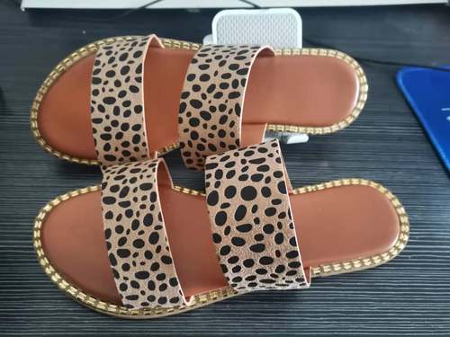 Foreigntrade flat bottomed leopard print casual slippers拖鞋-图3