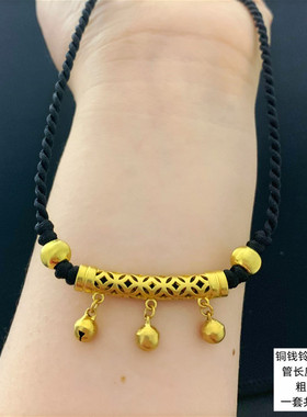手工编制铃铛24K黄金项链掉色