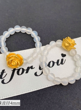 女沙金玫瑰花镀金戒指久不掉色