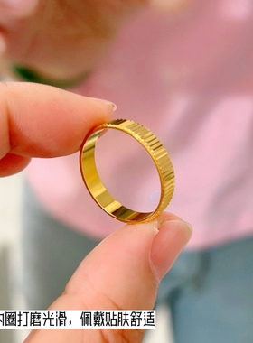 久不掉色越南沙金古法戒指环镀黄金色传承指环男女简约结婚对戒