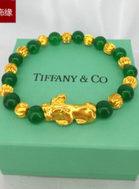 招财转运珠情侣仿黄金貔貅手链