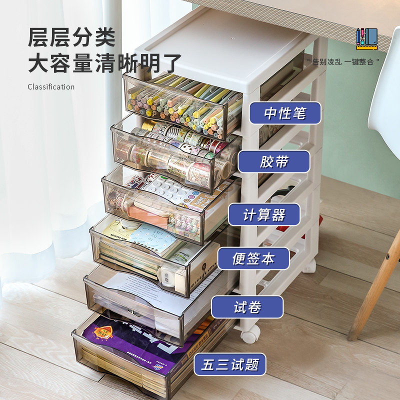 书桌收纳置物架桌下移动书架带轮收纳书柜落地桌底儿童抽屉式多层,淘宝优惠券,粉丝福利购,淘宝优惠卷
