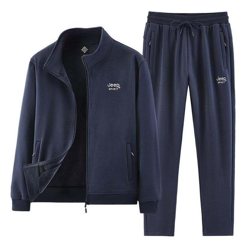 JEEP SPIRIT运动套装男冬季中老年爸爸加绒加厚休闲运动服三件套,淘宝优惠券,粉丝福利购,淘宝优惠卷