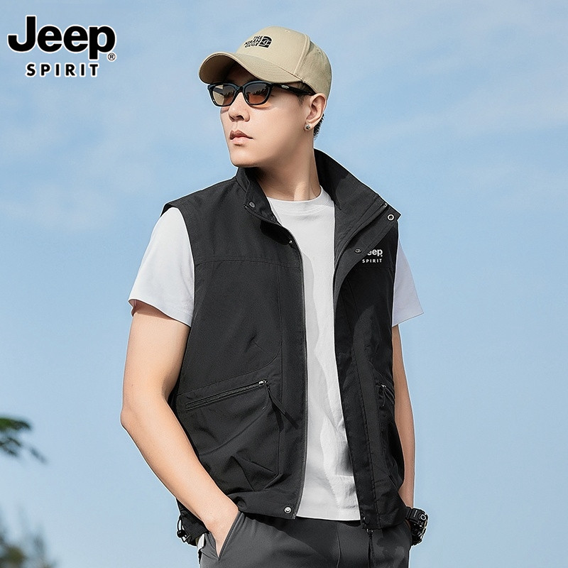 吉普钓鱼马甲男士春季户外新款宽松坎肩马夹多口袋工装外穿背心男,淘宝优惠券,粉丝福利购,淘宝优惠卷