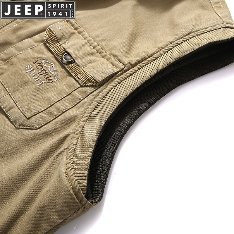 吉普JEEP工装马甲男士春秋户外双面穿大码加肥加大多口袋纯棉外套,淘宝优惠券,粉丝福利购,淘宝优惠卷