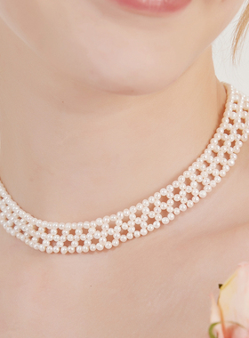 TimelessChic珍珠蕾丝编织锁骨链