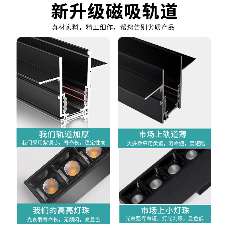 米家智能磁吸轨道灯明装暗装嵌入式无主灯客厅照明家用凌动全屋_虎窝淘