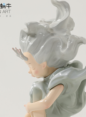 蓝色蜗牛水中秘语灵龙公主摆件