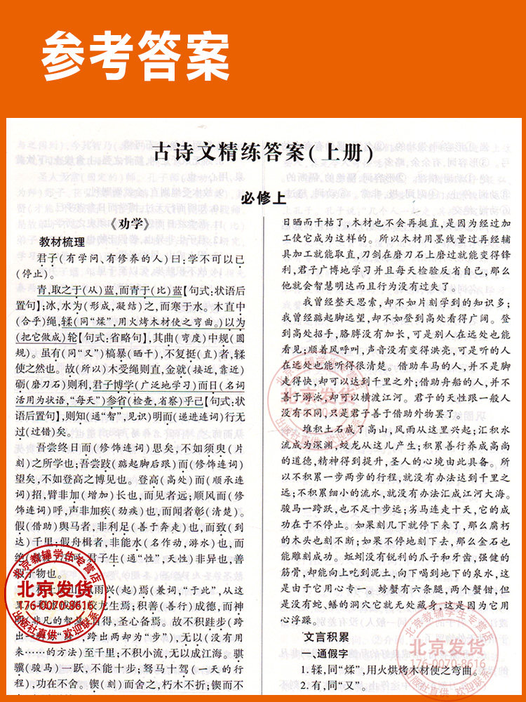 新版 语文古诗文精练上下册 高中古诗文诗歌全覆盖式文言选材高考语文 北京高考新题型高中古诗文 新修订版 世纪攻略 团结出版社