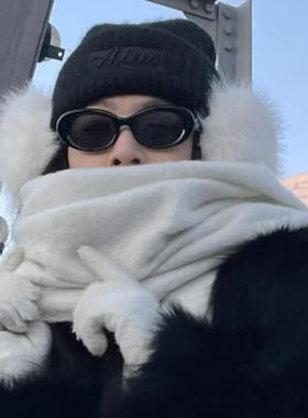 冬季哈尔滨旅游拍照墨镜女款