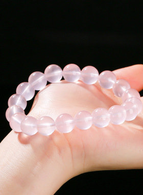 晶德珠宝8a-a天然星光马粉水晶手链女生简约粉晶圆珠手串饰品