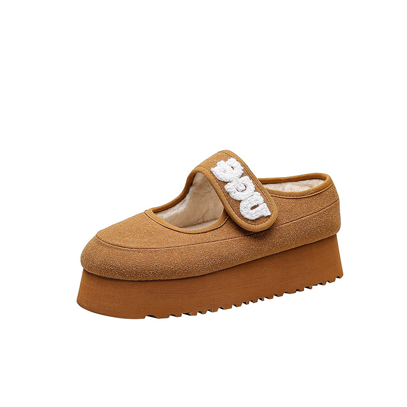 小土豆毛毛鞋女外穿冬季加绒圆头棕色玛丽珍鞋厚底增高魔术贴单鞋,淘宝优惠券,粉丝福利购,淘宝优惠卷