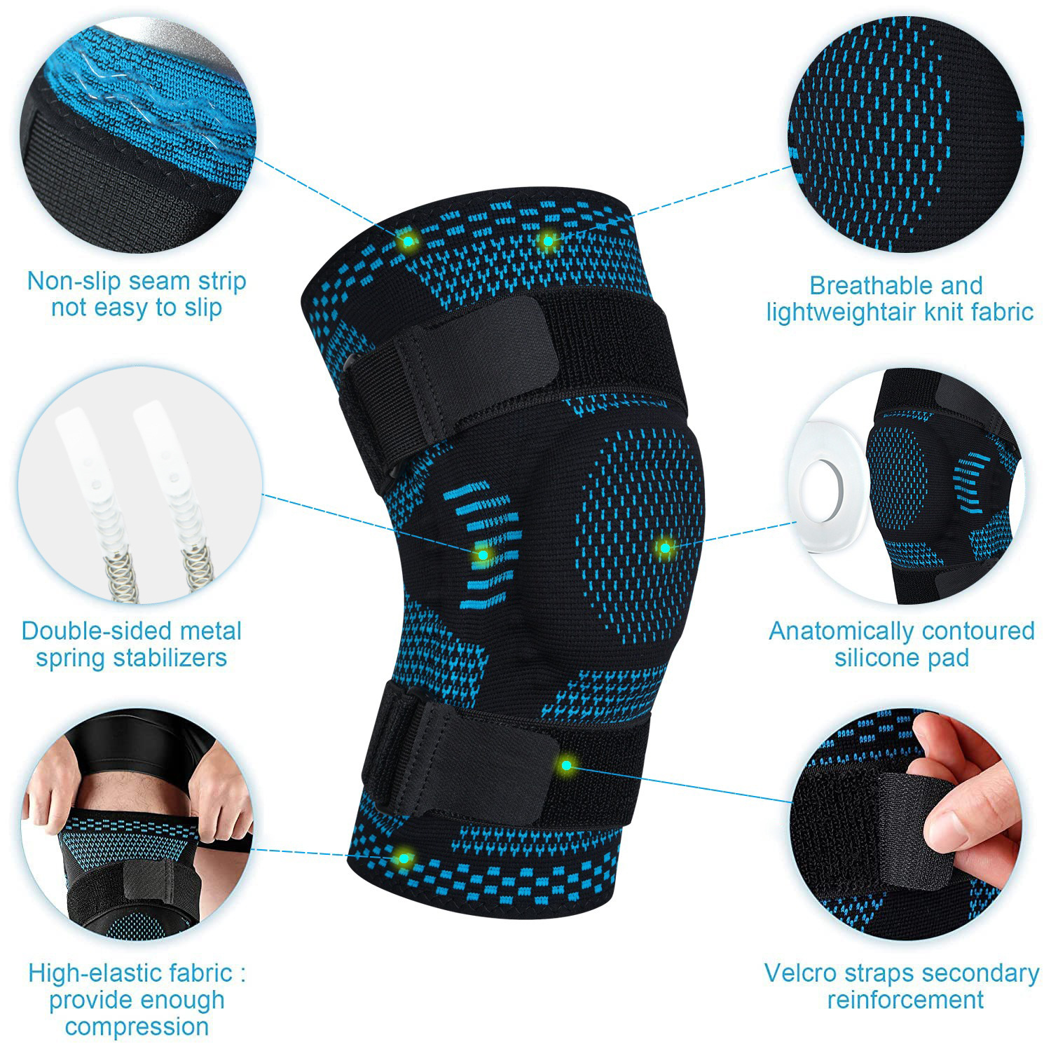 1pcs Knee Brace Support Compression Sleeve with Stabilizers - 图1