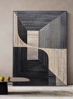 大芬村纯手绘油画黑白几何图案立