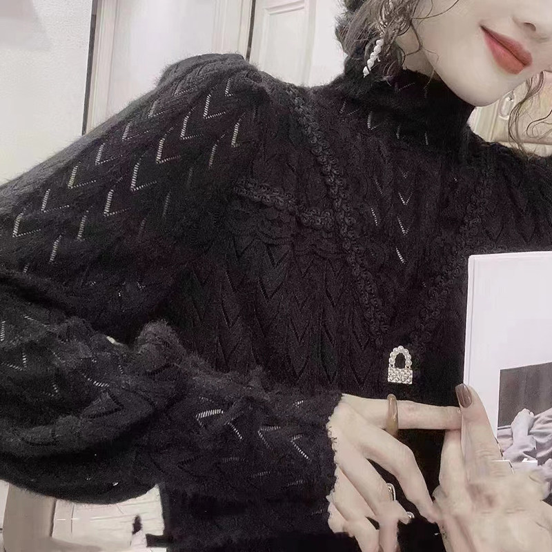 半高领蕾丝欧洲站2021秋冬新款t恤 芙薇雅服饰蕾丝衫/雪纺衫