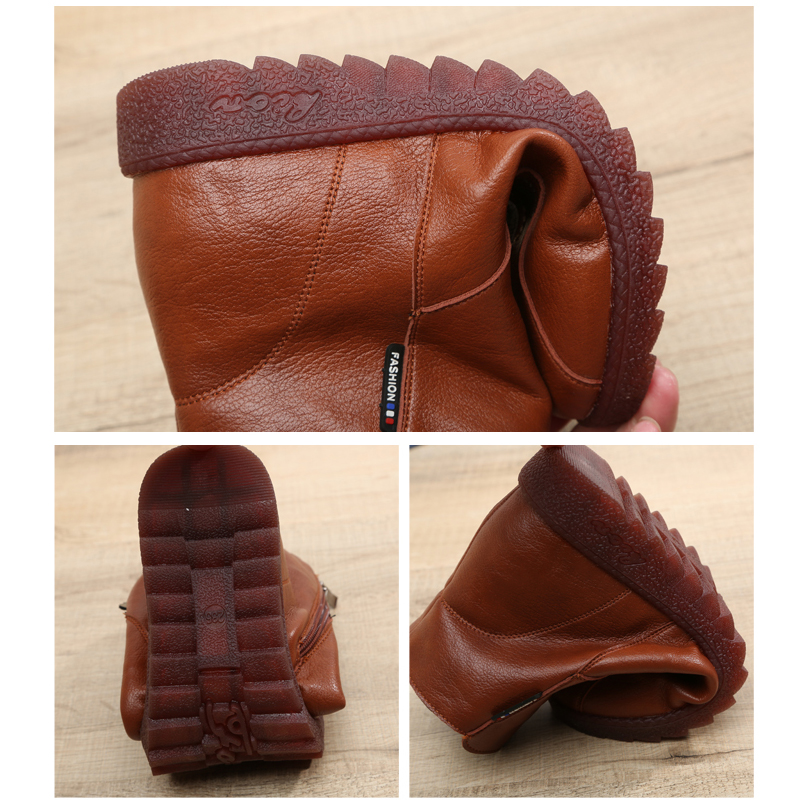 短靴女2025新款大码单靴真皮中老年平底妈妈鞋防滑牛筋软底二棉鞋,淘宝优惠券,粉丝福利购,淘宝优惠卷